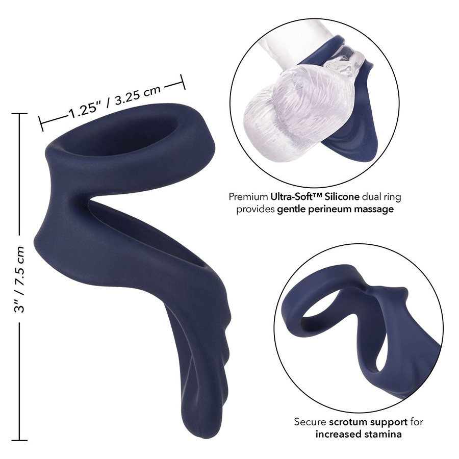 Viceroy Perineum Dual Ring Blue Silicone Cock Ring by Cal Exotics Cock Rings