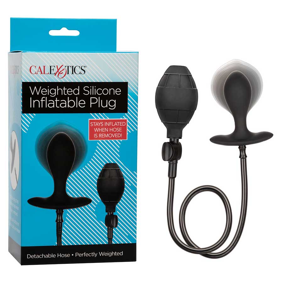 Weighted Black Silicone Inflatable Anal Plug by Cal Exotics Anal Sex Toys