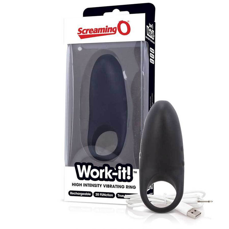 Work It! Penis Ring Silicone Vibrating Black Couples Cock Ring Sex Toy Cock Rings