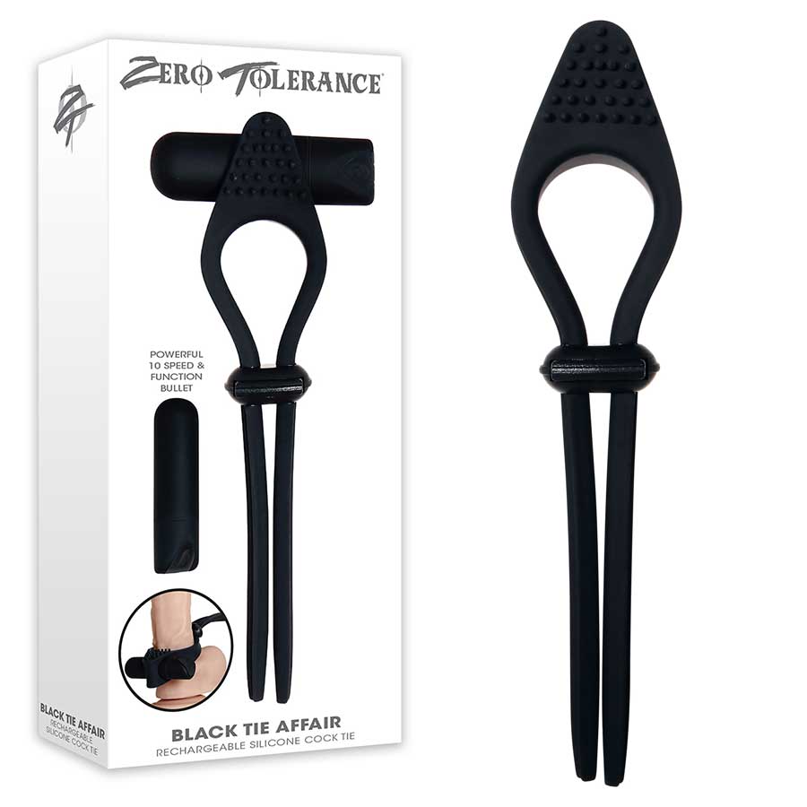 Zero Tolerance Silicone Adjustable Tie Affair Vibrating Black Cock Ring Cock Rings