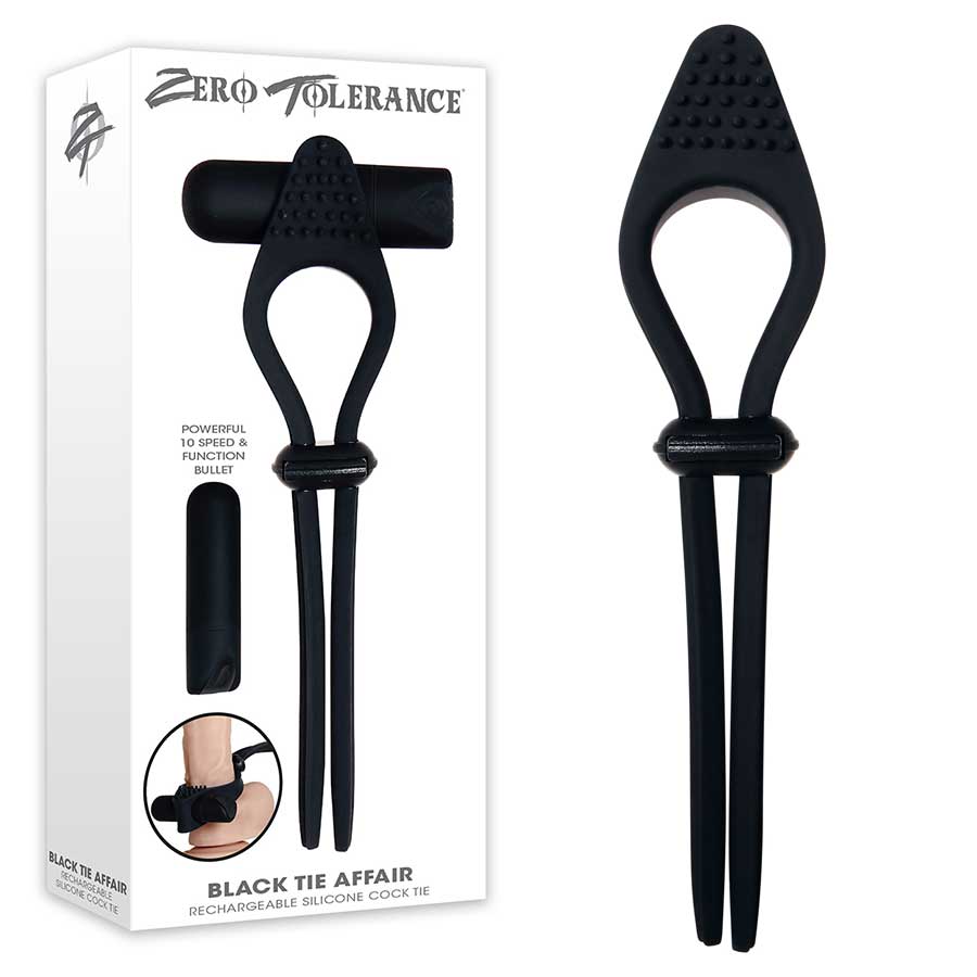 Zero Tolerance Silicone Adjustable Tie Affair Vibrating Black Cock Rin